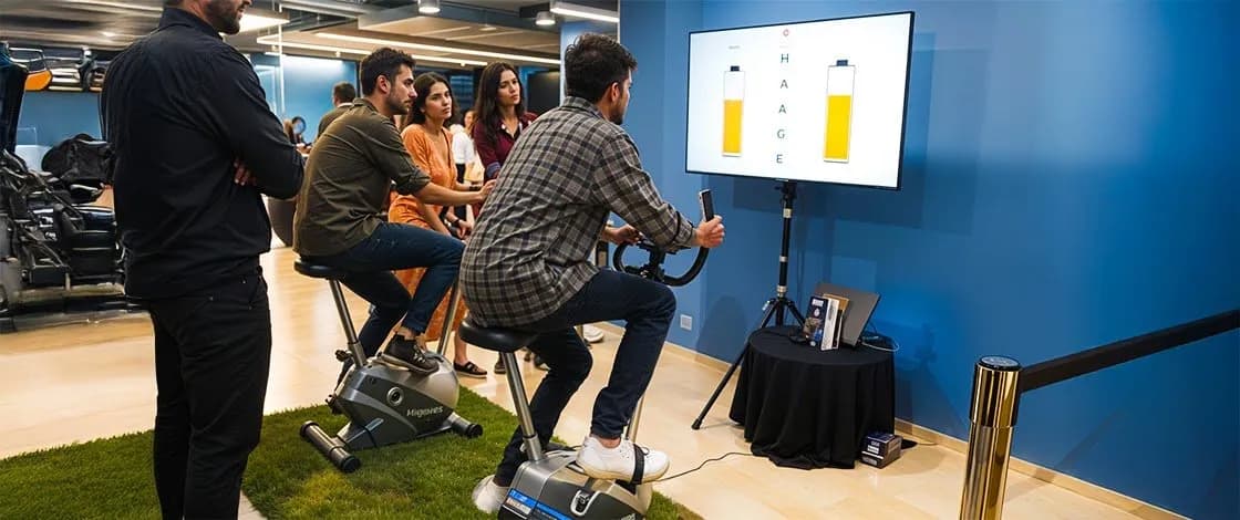 Interactive cycle race game at an event