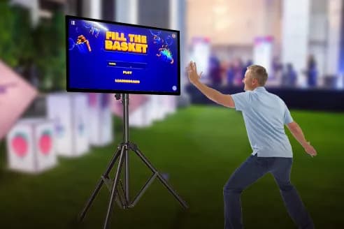 Fill the Basket AR game on a large screen
