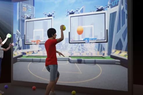 Interactive projection wall game at an exhibition