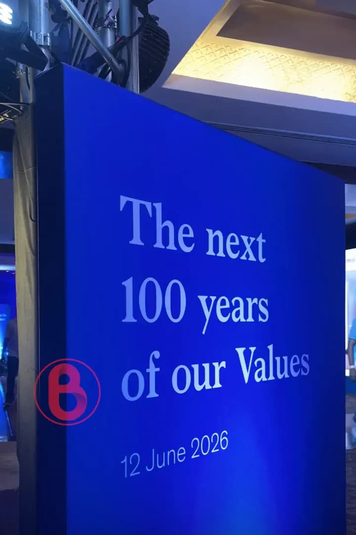 Branded digital entry arch at an event
