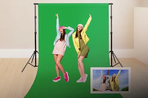 Green screen photo booth setup