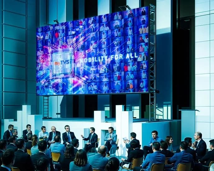 A Bilimbe live photo mosaic wall filling the main stage LED at a corporate summit